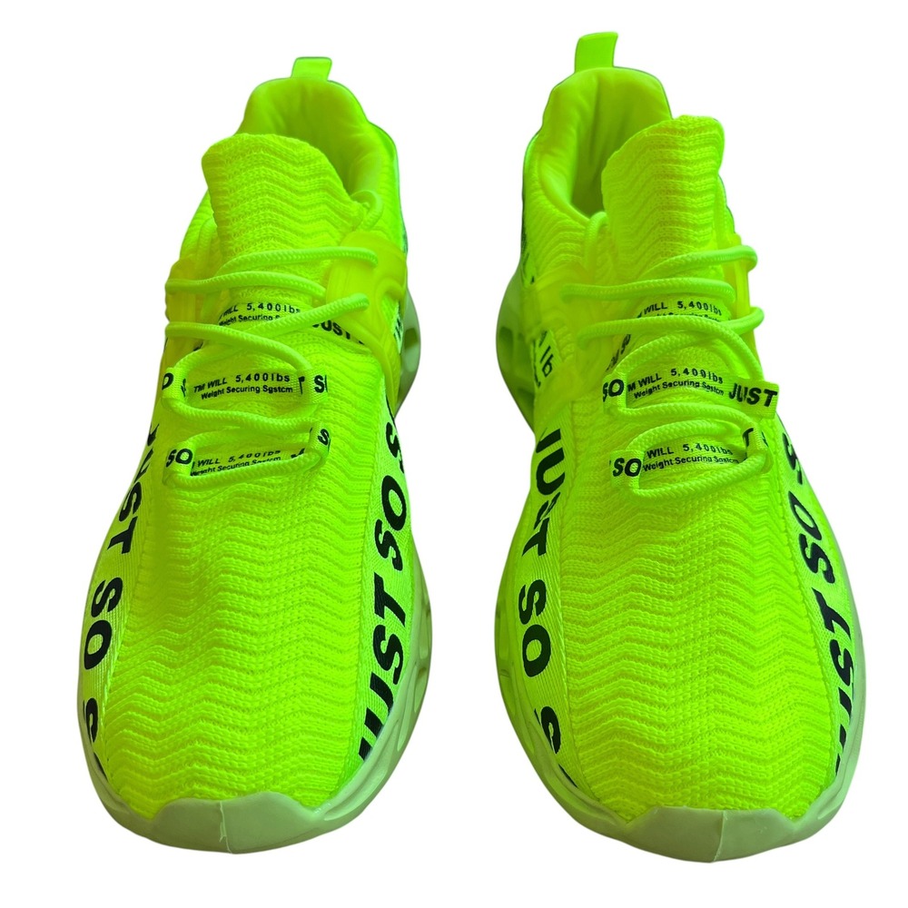 Just So So Mens Neon Yellow Mesh Athletic Running Shoes Size EU 44 US 10.5